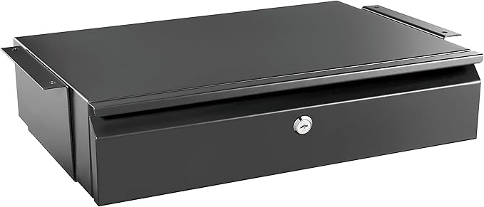 Mount-It! Under Desk Pull-Out Drawer with Lock and 2 Keys Included | Office Storage Organizer | Mounts to Desktops Tables and Workbenches Over 0.71 Inches Thick | Matte Black