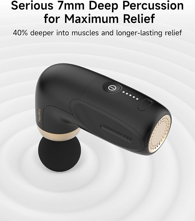 HEYCHY A1 Super Mini Massage Gun, Percussion Deep Tissues Muscle Massager, Travel Massage Gun, Compact Sports Massager, Portable Handheld Massager for Office Gifts for Him/Her, Home, Athletes(Black)