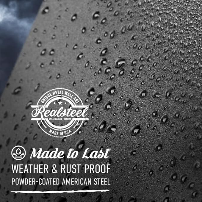 RealSteel Witch Halloween Decoration - Metal Broom Riding Décor - Scary Indoor Outdoor Wall Sign for Haunted Houses - Wicked Witch Flying Porch Art - Flying Bats Front Door Art (18, Black)