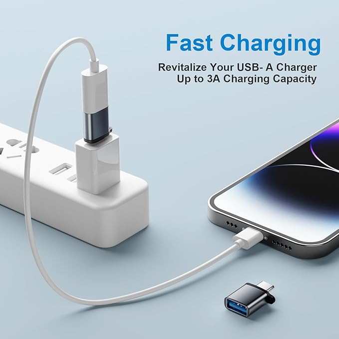 Type C to USB Adapter 6 Pack,USBC to USB Adapter,USBC Male USBA Female Adaptor,USB C Converter for iPhone 17 16 15,MacBook Pro Air,iPad,Samsung Galaxy,Grey