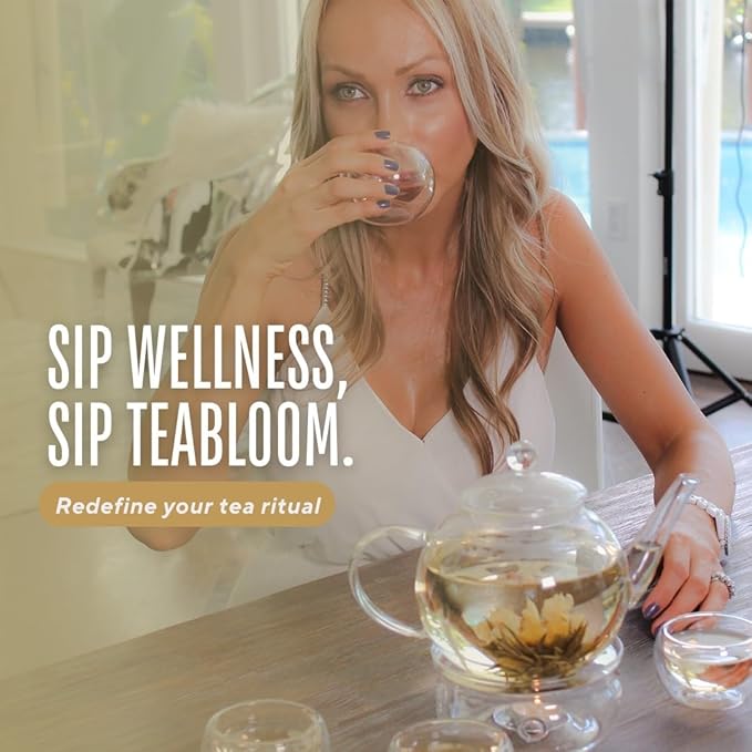 Teabloom Wellness Tea Collection – Fruit & Herbal Assortment with 12 Plant-Based Pyramid Sachets, Organic Ingredients, Elegant Presentation Box, Thoughtful Gift for Tea Lovers