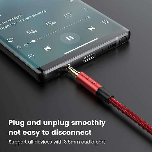 MOSWAG 3.28FT/1Meter 3.5mm Extension Cable Audio Male to Female Stereo Extension Adapter Nylon Braided Cord Compatible for Home/Car Stereos Smartphones Headphones Tablets Media Players and More