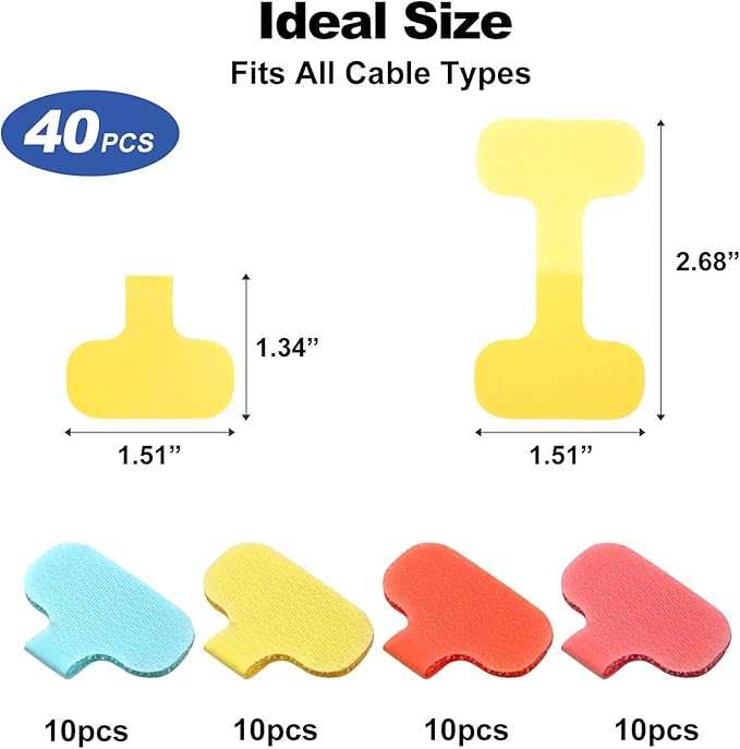 40 Pack Cable Labels Tags, Multi-Color Write On Wire, Cord Tags and Charger Labels Waterproof for Cable Management and Identification Electronics (Oval)
