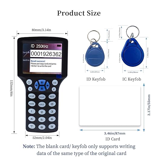 RFID Reader Writer RFID Copier Multi-Frequency RFID Card Reader Smart Card Decoder with Free Software and USB for Access Control Home Security