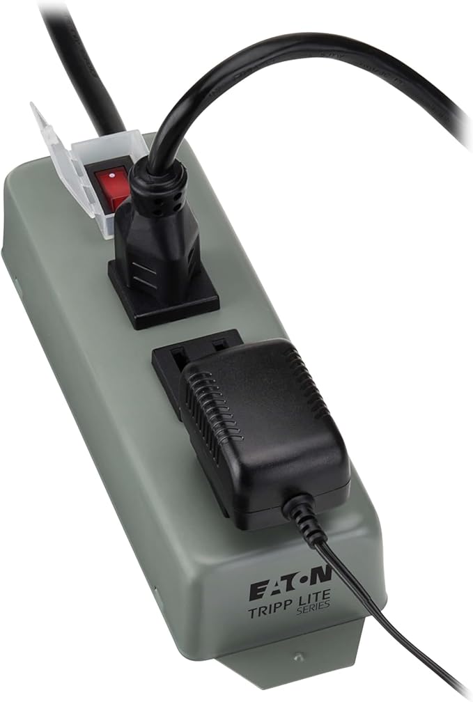 Eaton Tripp Lite Series 3-Outlet Heavy Duty Power Strip, Metal, Mountable (Wall Mount & Under Desk), 9ft Extension Cord, On/Off Switch Cover, Industrial Garage Shop Work Bench Applications (3SP9)