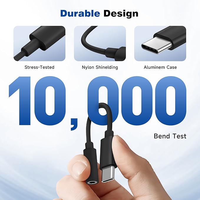 USB C to 3.5mm Headphone Jack Adapter for iPhone17/ iPhone 16/16 Pro/15/15 Pro/Pro Max/Plus, Type C Aux Audio Dongle Cable Cord Compatible with iPad, Samsung Galaxy S23/S23/S22/S21, MacBook（Black）