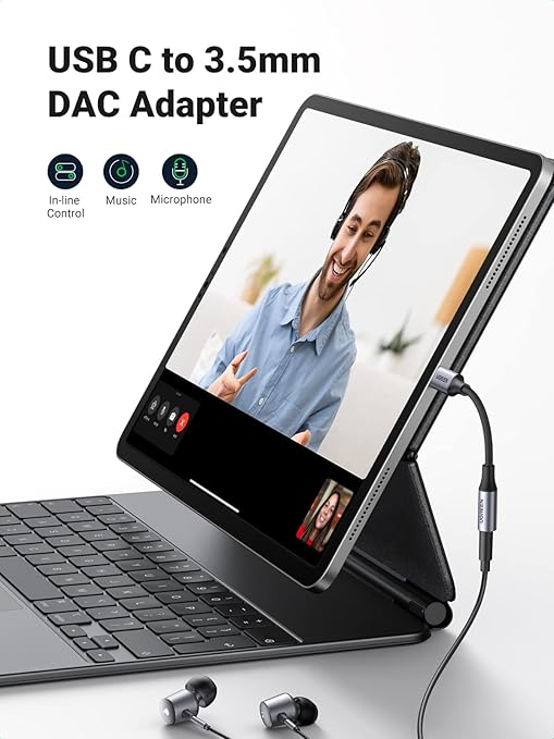 UGREEN USB C to 3.5mm Audio Adapter Type C to Headphone Aux Jack Dongle 24bit/96kHz HiFi DAC Cable Cord Compatible with iPhone 17 16 Pro Max/16 Plus, iPad, Galaxy S25 S24 Ultra, Pixel 10 Grey