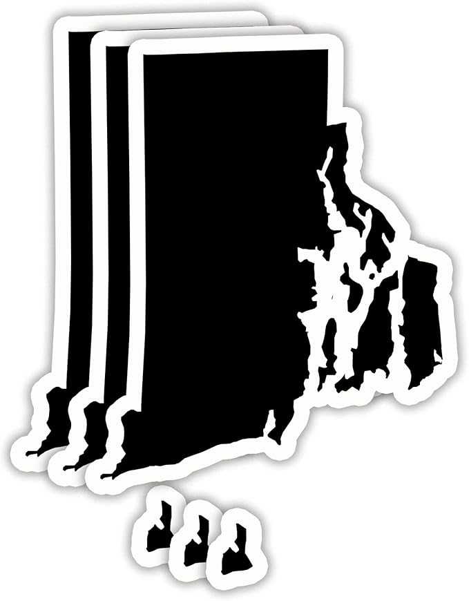 (3PCS) Rhode Island Map Stickers, US State Waterproof Vinyl Decals for Tumblers, Water Bottles, Laptops, Books, Scrapbooks, Great for Rhode Island Lovers, 3 x 2 Inch