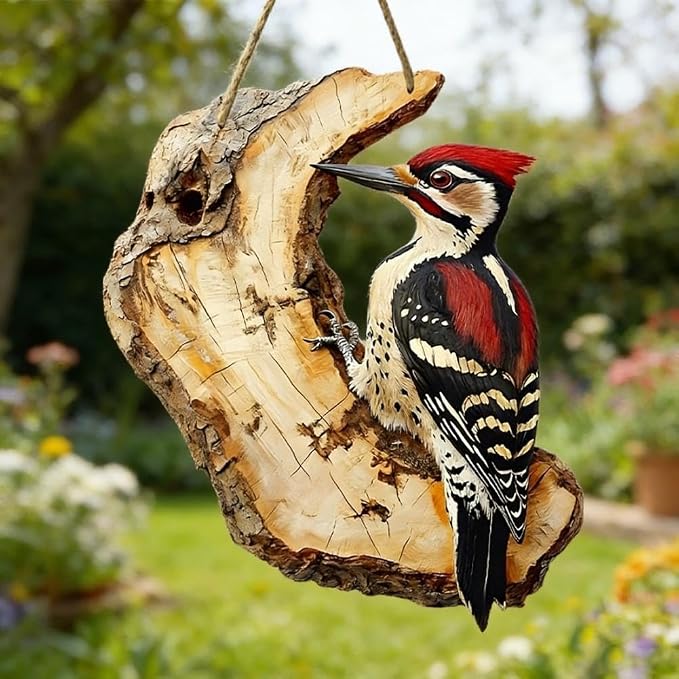 Vintage Bird Wooden Signage, Handmade Boxwood Bird Wall Hanging, 2D Flat Design, Rustic Farmhouse Robin Birds Wall Decor Forest Animal Decoration for Nursery, Indoor Outdoor Home Living Room