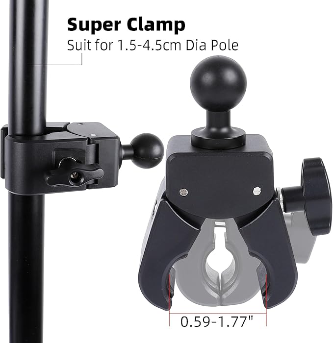 FPN iPad Holder - Side Mount Tablet Holder for Mic Stand, Dual 360 Rotatable Adjustable for iPad Pro 12.9 Air Mini and Other 6.5-15" Tablets