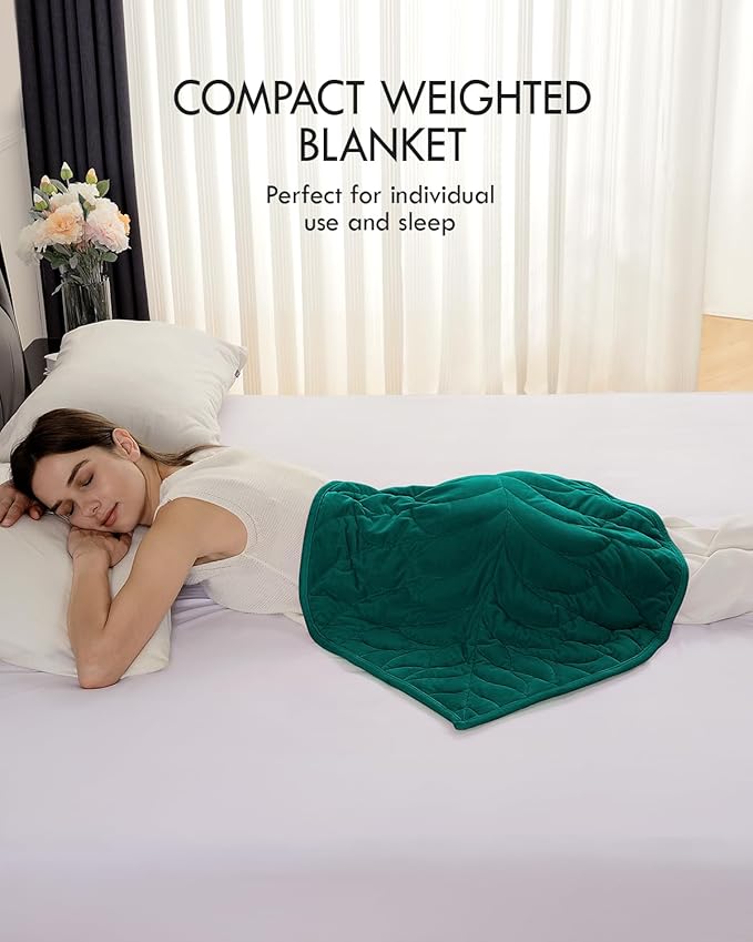 Kaisa Weighted Lap Blanket 5 lbs 23" x 29", Cozy Luxury Crystal Velvet Small Weighted Blanket for Adults, Portable Travel Weighted Blanket for Relaxation, All-Season Blanket, Machine Washable, Green
