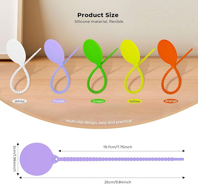 Cable Labels-Reusable Zip Tie, 10Pack Silicone Cord Organizer Writable Label Ties, Handwriting Cable Ties for Bundle Compatible Tags, Adjustable Cord Straps Cable Management Wire Tags for Home, Office