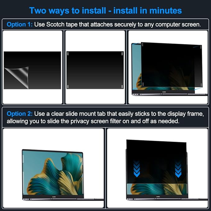JEAPKA Laptop Privacy Screen Filters 15.6 Inch 16:9 Aspect Privacy Filter for 15.6 Inch Widescreen Laptop Anti-Scratch Protector Film for Data Confidentiality Anti-Glare Laptop Screen Protector