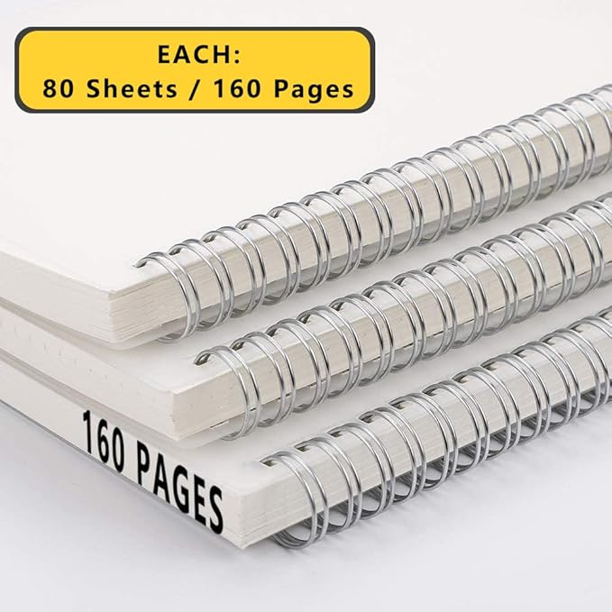 Large College Ruled Spiral Notebook 8.5" x 11" with 120gsm Thick Lined Paper, Elastic Band and Transparent Hard Cover - 3 Pack 480 Pages A4 Notepads for Journaling, Planning, Writing (Ruled, A4)