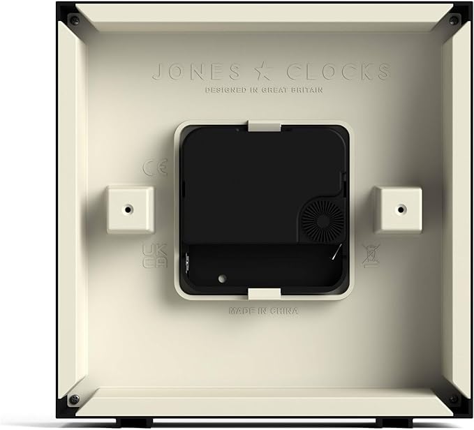 JONES CLOCKS® Disco Desk Clock | Sleek Square Design | Black | Stylish and Easy to Read for Shelf, Table, Mantel or Bedside