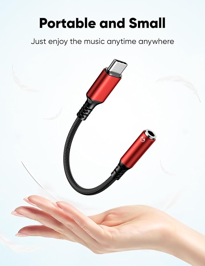 Highwings USB Type C to 3.5mm Female Headphone Jack Adapter, (3-Pack) USB C to Aux Audio Dongle Adapter Compatible for iPhone 15 Pro Max/15 Pro/15 Plus, Samsung Galaxy S23/S22/S21 Ultra,iPad Pro-Red