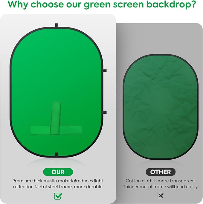 Green Screen Portable,Heorryn 3x5ft Green Blue Screen Chair Backdrop Kit Background Double Sided Pop Up Chroma Key for Photography,Live Streaming Gaming Zoom Video Chats Parties and Meeting