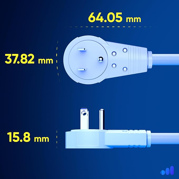 Maximm Cable 6 Feet 14Awg 360° Rotating Flat Plug Extension Cord/Wire, 3 Prong Grounded Wire, Heavy Duty Extension Cord - UL Certified - White