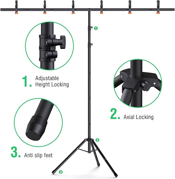 Green Screen Backdrop Kit with Stand, 8x7.2ft Portable GreenScreen Background Stand for Streaming Video and Photography Shoots