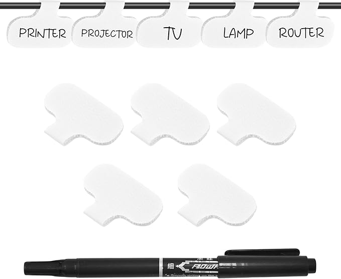 40 Pack Cable Labels Tags, White Write On Wire Cord Tags and Charger Labels Waterproof for Cable Management and Identification Electronics (Oval)