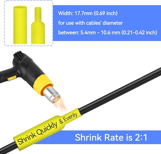 4 Pack Compatible for Heat Shrink Tube HSe-641 HSe641 HS641 HSe HS-641 0.69'' 17.7mm P-Touch Black on Yellow Heat Shrink Tape for PT Printer PT-300 PT-H500 PT-E500 PT-E550W PT-D600 PT-P710BT PT-P750W