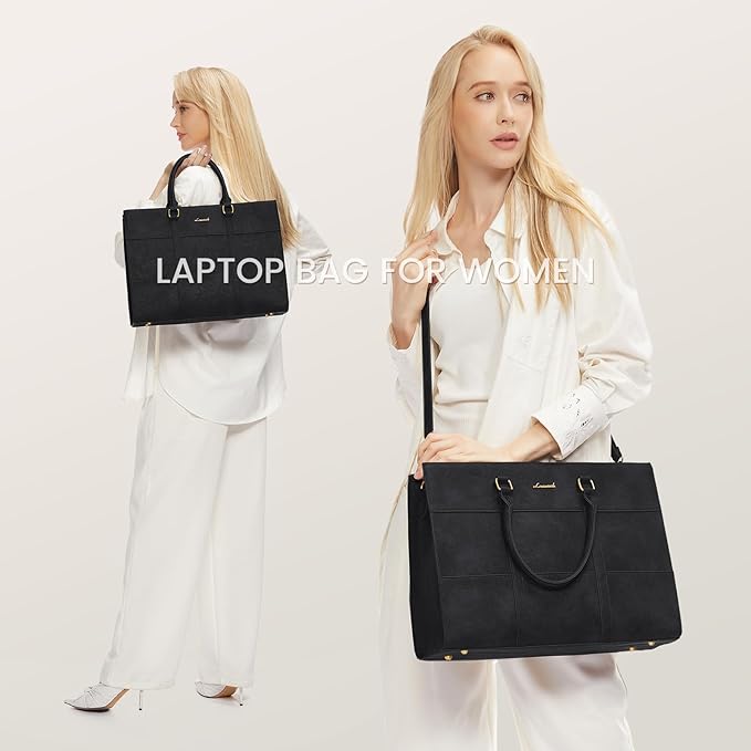 LOVEVOOK Laptop Bag for Women 15.6 Inch Laptop Tote Bag Vintage Leather Work Bags for Women Professional Computer bag
