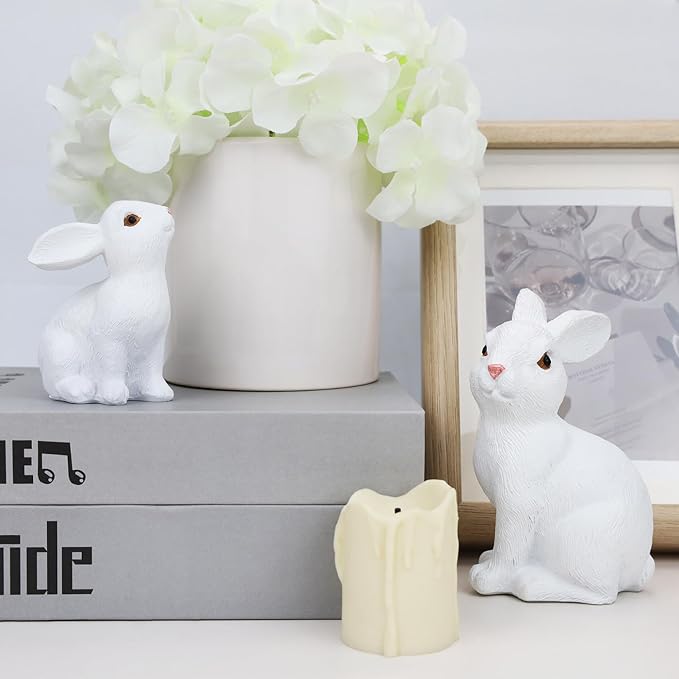 MAIBAOTA White Bunny Decor Easter Decoration for Home Spring Decoration for Home Table Decor Rabbit Figurines