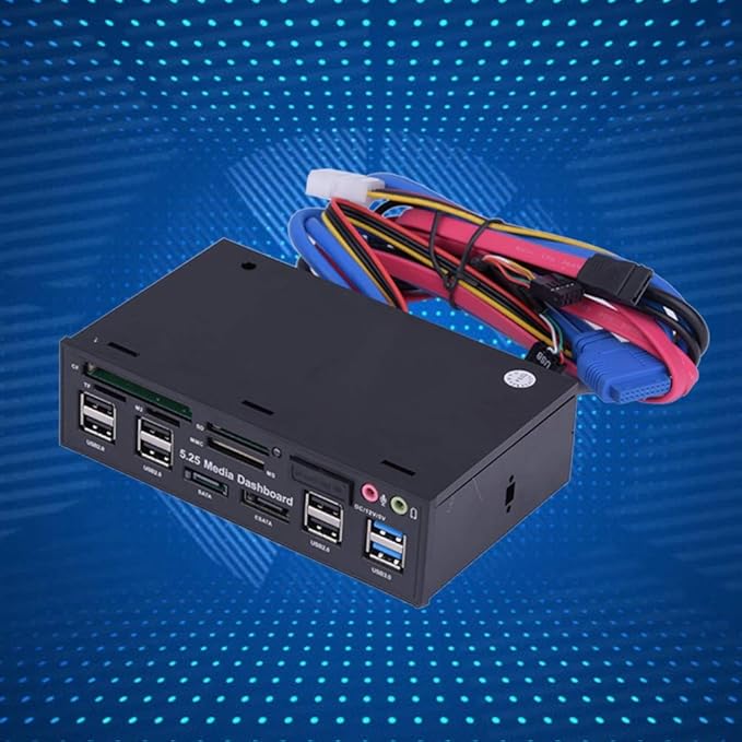 Internal Card Reader, 5.25inch Media Dashboard Front Panel Audio, All-in-1 Card Reader with USB3.0/2.0 HUB eSATA SATA Multi Card Reader(M2 / TF/SD/MMC/MS/CF)