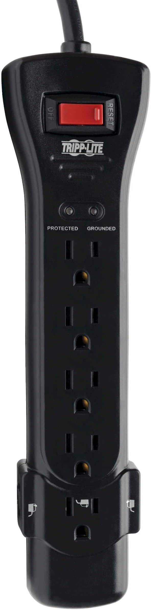 Eaton Tripp Lite Series SUPER725B 7 Outlet Flat Plug Long Extension Cord Power Strip Surge Protector, 25ft Extension Cord with Multiple Outlets, 2160 Joules, Black, Home Office Dorm Room Essentials