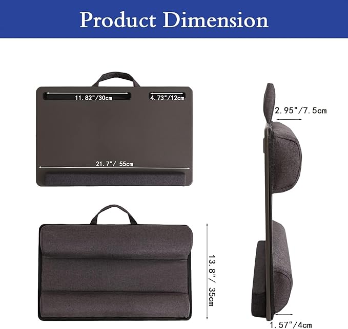 HLead Lap Desk Home Office Lap Desk Portable Laptop Desk for Left Right - Handers with Whole Mouse Pad Wrist Pad Dual Cushion Phone Tablet Slots Fits Up to 17 Inch Laptops