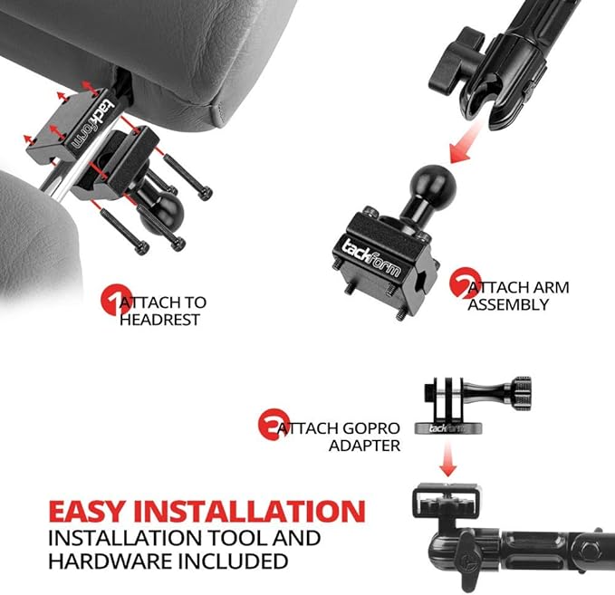 Tackform Headrest Mount for GoPro and Other Action Cameras,10.75 Inch