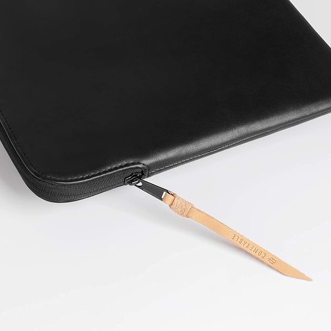 Comfyable Slim Protective Laptop Sleeve 14 Inch Snugly Compatible with MacBook Pro 14-inch M5 M4 M3 M2 M1 Pro/Max 2025, PU Leather Bag Waterproof Cover Notebook Computer Case for Mac, Black