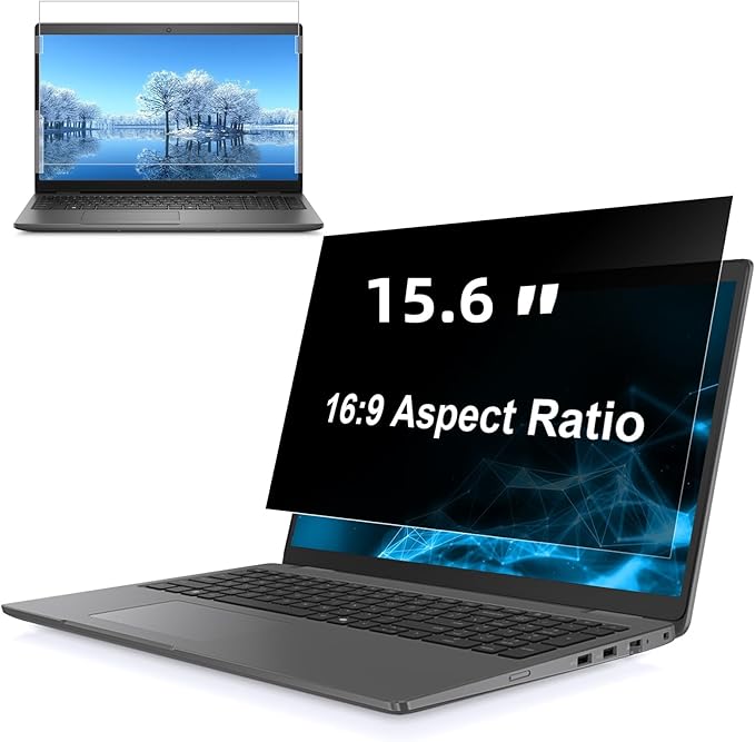 Hoktods 15.6 Inch 16:9 Laptop Privacy Screen Filter, Computer Monitor Privacy Shield, Anti Scratch Anti Spy Anti Glare Blue Light Screen Protector
