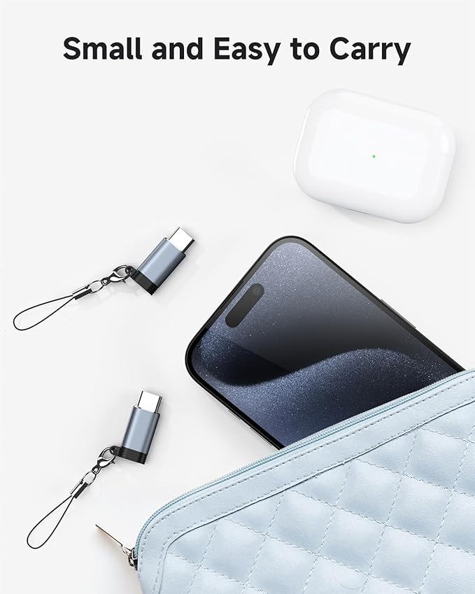 Lightning to USB C Adapter 4 Pack, Fast Charging & Data Sync for iPhone 15/16/17 Pro/Pro Max, Charger Adapter Accessory (Not for Audio/OTG)