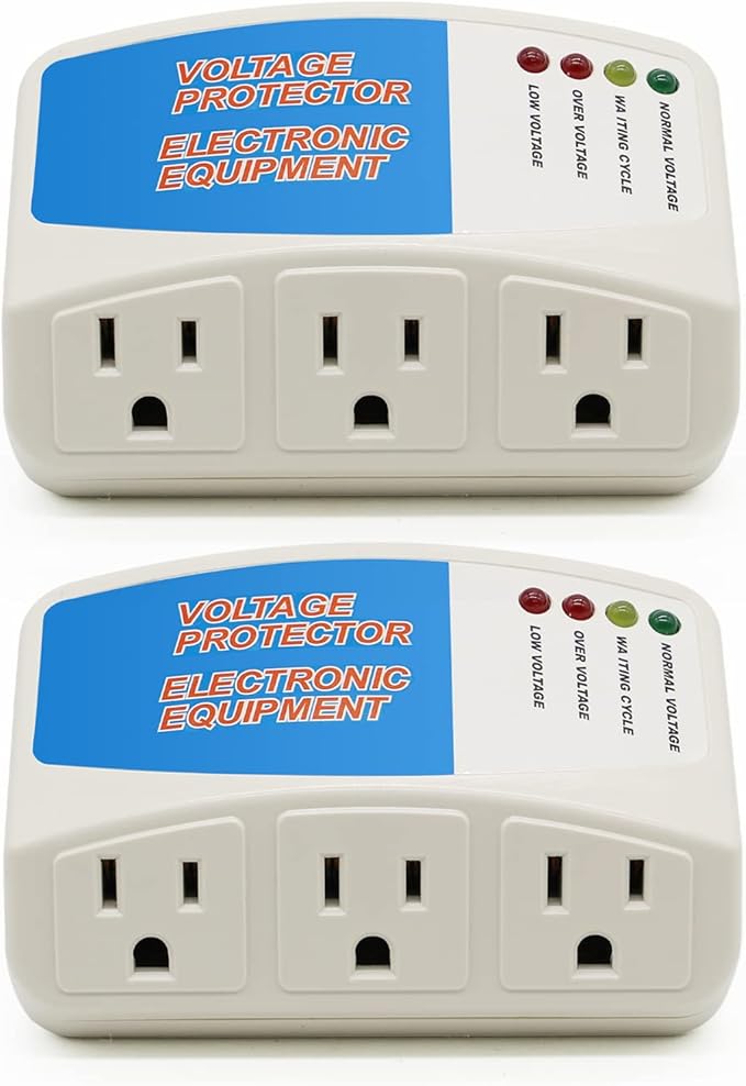BSEED Surge Protector Power Strip Home Appliance, 3 Outlet Power Surge Protector, Voltage Protector Brownout Surge Refrigerator 1875 Watts, 120V, 15A, 2 Pack