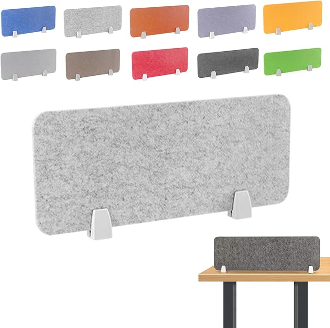 Felt-Covered Panels, soundproof Desk dividers, Removable Acoustic Desk partitions with Two Clips, Suitable for Installation as Privacy Screens in Offices, Studies, classrooms and librari C 11.8x23.6"