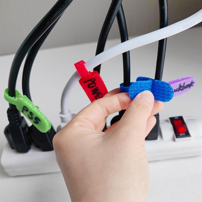 Cable Labels, Write On Cord Labels, Wire Labels, Cable Tags and Wire Tags for Cable Management and Identification(Medium / 16 Pcs/Multicolor)