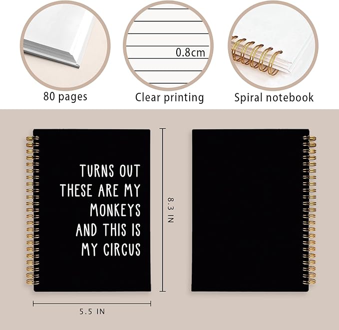 LIANGW Sarcastic Notebooks for Work, Funny Notebooks Journal, Funny Office Gifts for Coworkers, Office Humor Gifts, Funny Notebooks for Work, Black Hardcover Spiral Notebook 5.5x8.3 Inch