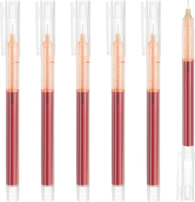 PATIKIL 6Pcs Colored Gel Ink Pens, 0.5mm Extra Fine Point Smooth Writing Japanese Quick Drying Liquid Ink Rollerball Pens for Office Stationery Classroom Teachers, Orange