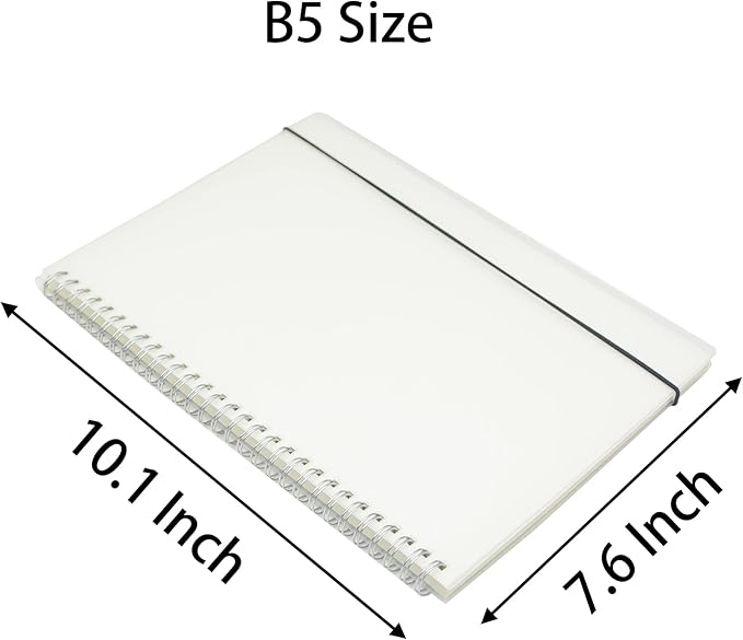 Yansanido Spiral Notebook, 2 Pcs 10.1 Inch x 7.6 Inch B5 Thick Plastic Translucent Frosting Hardcover Dot Paper 80 Sheets -160 Pages Journals for Study and Notes (B5 7.3"X 10"-Dot Grid 2pcs)