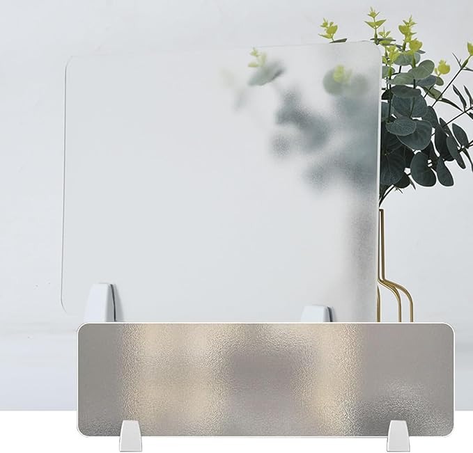 Desk DividersPrivacy Desk Divider 4mm Frosted Acrylic Panel Soundproof and Visual Distraction Shield for Office Desk Free Standingable,Frosted-120X40CM