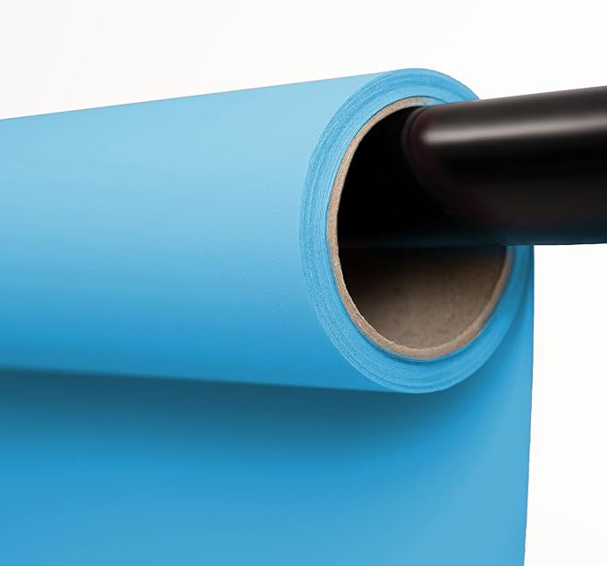 Kate Seamless Paper Backdrop for Photography Solid Blue Backdrop Paper (106.8''x32.8' Lite Blue)