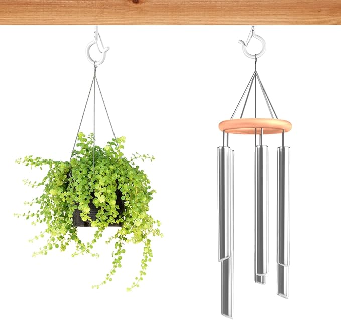 FSAH 35 PCS Screw-in Hooks for Outdoor String Lights, Q Hangers Hooks Outdoor for Outside, Swivel Hanging Basket Patio Light Hooks with Safe Buckle Screw in Planter Eye Hook for Wall Ceiling, White