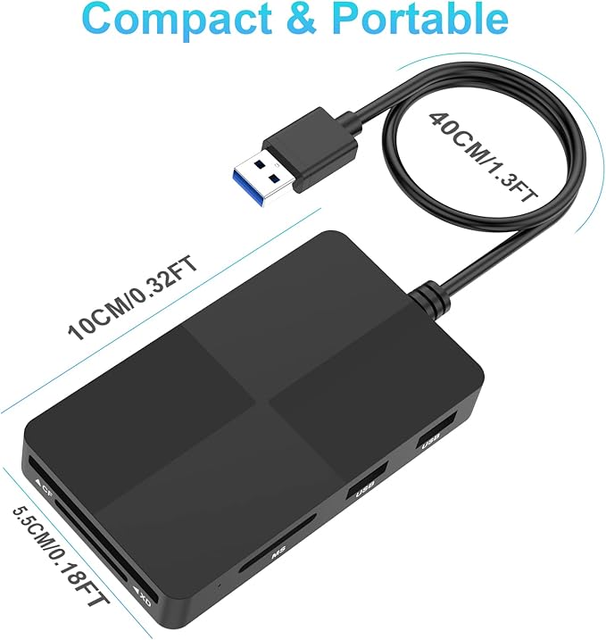 Memory Stick Pro Duo Adapter, USB C + USB 3.0 Multi Card Reader for MS/SD/TF/XD/CF/, 8 in 1 Memory Card Reader (USB A)
