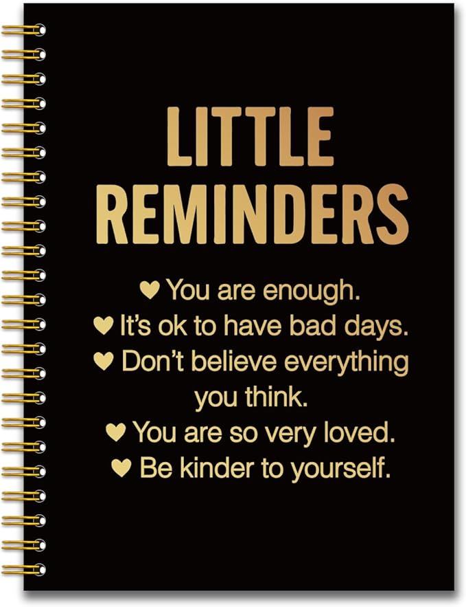 YAZMEEN Inspirational Quotes Black Gold Spiral Notebook（160 Pages） Little Reminders Blank Hardcover Notebook Office Encouragement Gift Funny Appreciation Gift for Employee Coworker Team Member Friend