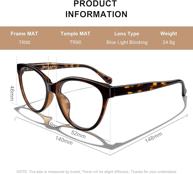 RB.Pilot Reading Glasses for Women Anti Blue Light Computer Readers Magnifying Glass for Reading