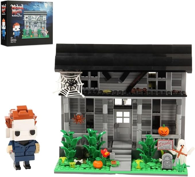 Halloween Movie Building Set – Horror House & Figure, Toy Building Blocks Compatible with Lego, Collectible Gift for Horror Fans & Adults, Creative DIY Display Toy