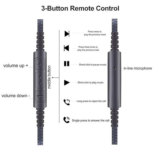 NewFantasia 3.5mm to 2.5mm Male Audio Cable Compatible with Audio Technica ATH-M50x(2.5mm Port), ATH-M40x, ATH-M70x, ATH-M60X Headphone, Remote Volume Mic Compatible with Samsung Galaxy Android Phone