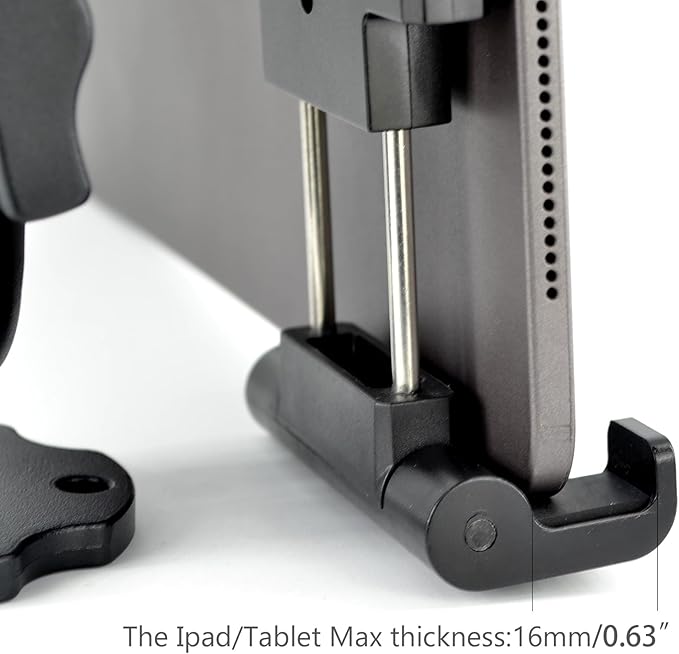 VAUBORTTI Aluminum Arm Heavy Duty Tablet Mount Drill Base - for 6.5"-12.9" Tablet iPad Pro/Mini, iPad Holder for Truck, Car,Dashboard,Desk,Wall-Swivel with 1 inch/25mm Ball Joint