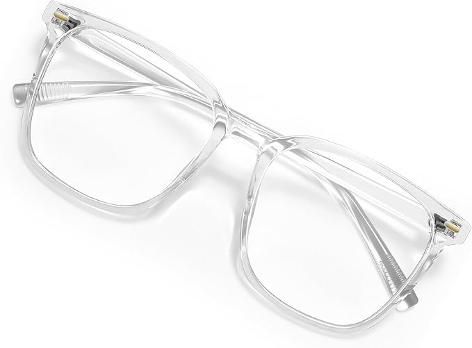 MACJERO Oversized Square Blue Light Blocking Glasses for Women Men, Anti-Fatigue Computer Monitor Gaming Glasses Reduce Eye Strain(transparent)